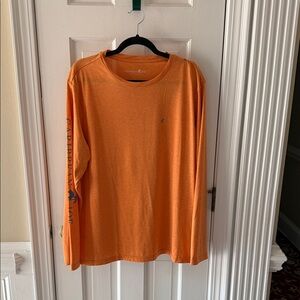 Caribbean Joe Men's Vibrant Orange Long Sleeve Tee